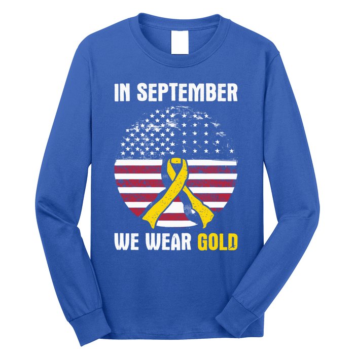 In September We Wear Gold Hood Cancer Awareness Gift Long Sleeve Shirt