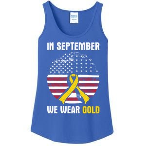 In September We Wear Gold Hood Cancer Awareness Gift Ladies Essential Tank