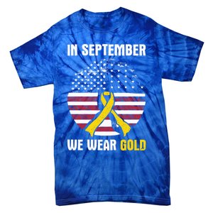 In September We Wear Gold Hood Cancer Awareness Gift Tie-Dye T-Shirt