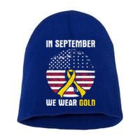 In September We Wear Gold Hood Cancer Awareness Gift Short Acrylic Beanie