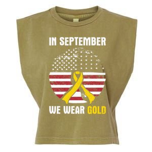 In September We Wear Gold Hood Cancer Awareness Gift Garment-Dyed Women's Muscle Tee