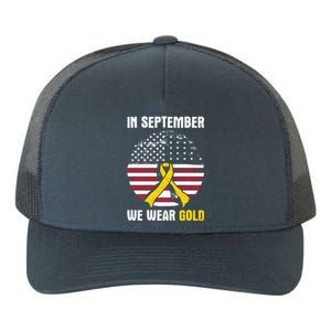 In September We Wear Gold Hood Cancer Awareness Gift Yupoong Adult 5-Panel Trucker Hat