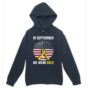 In September We Wear Gold Hood Cancer Awareness Gift Urban Pullover Hoodie