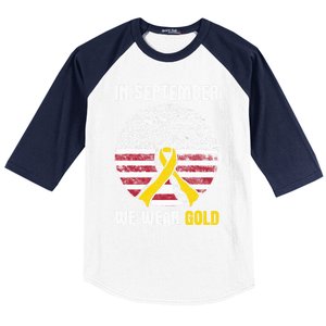 In September We Wear Gold Hood Cancer Awareness Gift Baseball Sleeve Shirt