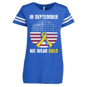 In September We Wear Gold Hood Cancer Awareness Gift Enza Ladies Jersey Football T-Shirt