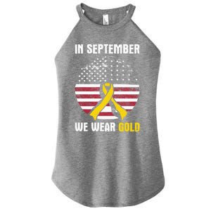 In September We Wear Gold Hood Cancer Awareness Gift Women's Perfect Tri Rocker Tank