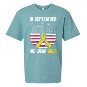 In September We Wear Gold Hood Cancer Awareness Gift Sueded Cloud Jersey T-Shirt