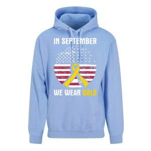 In September We Wear Gold Hood Cancer Awareness Gift Unisex Surf Hoodie