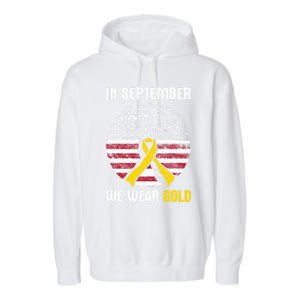 In September We Wear Gold Hood Cancer Awareness Gift Garment-Dyed Fleece Hoodie