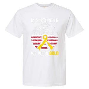 In September We Wear Gold Hood Cancer Awareness Gift Garment-Dyed Heavyweight T-Shirt