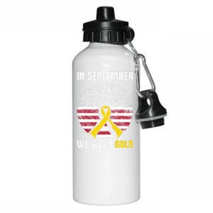 In September We Wear Gold Hood Cancer Awareness Gift Aluminum Water Bottle