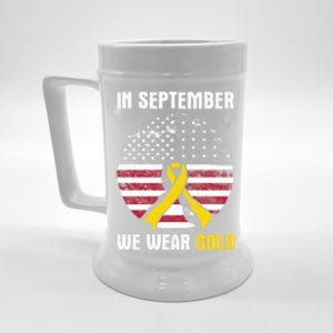 In September We Wear Gold Hood Cancer Awareness Gift Beer Stein