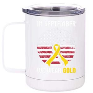 In September We Wear Gold Hood Cancer Awareness Gift 12 oz Stainless Steel Tumbler Cup