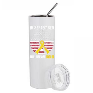 In September We Wear Gold Hood Cancer Awareness Gift Stainless Steel Tumbler