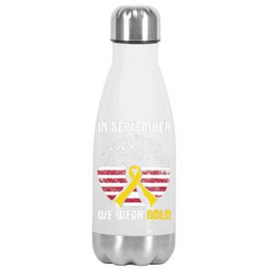 In September We Wear Gold Hood Cancer Awareness Gift Stainless Steel Insulated Water Bottle