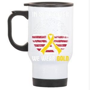 In September We Wear Gold Hood Cancer Awareness Gift Stainless Steel Travel Mug