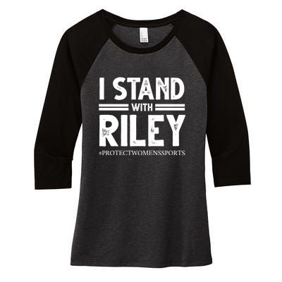 I Stand With Riley Gaines Women's Tri-Blend 3/4-Sleeve Raglan Shirt