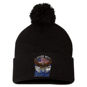 I Stand With Israel Pom Pom 12in Knit Beanie