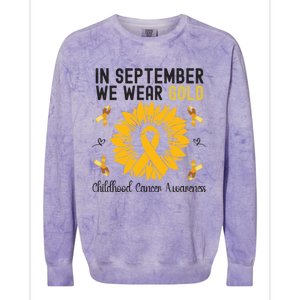 In September We Wear Gold Hood Cancer Awareness Gift Colorblast Crewneck Sweatshirt