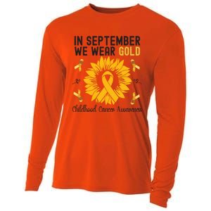 In September We Wear Gold Hood Cancer Awareness Gift Cooling Performance Long Sleeve Crew