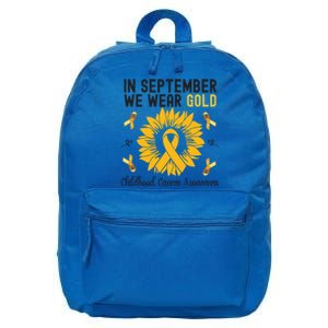 In September We Wear Gold Hood Cancer Awareness Gift 16 in Basic Backpack