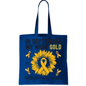 In September We Wear Gold Hood Cancer Awareness Gift Tote Bag