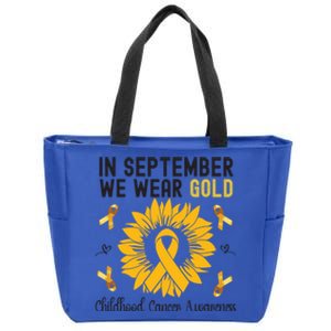 In September We Wear Gold Hood Cancer Awareness Gift Zip Tote Bag