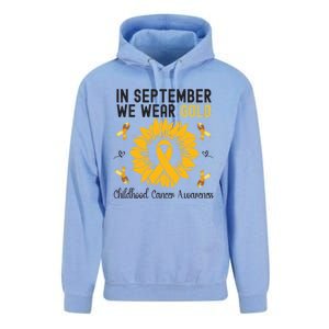 In September We Wear Gold Hood Cancer Awareness Gift Unisex Surf Hoodie