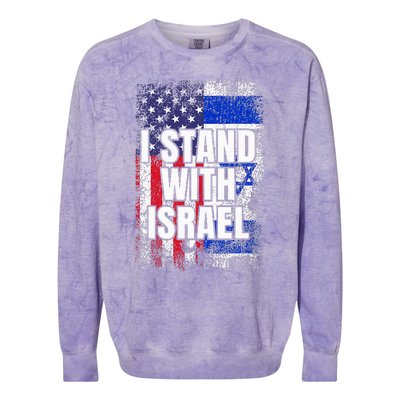 I Stand With Israel Usa Israeli Flag Colorblast Crewneck Sweatshirt