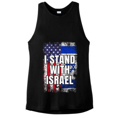 I Stand With Israel Usa Israeli Flag Ladies PosiCharge Tri-Blend Wicking Tank