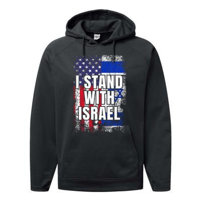 I Stand With Israel Usa Israeli Flag Performance Fleece Hoodie