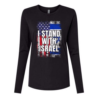 I Stand With Israel Usa Israeli Flag Womens Cotton Relaxed Long Sleeve T-Shirt