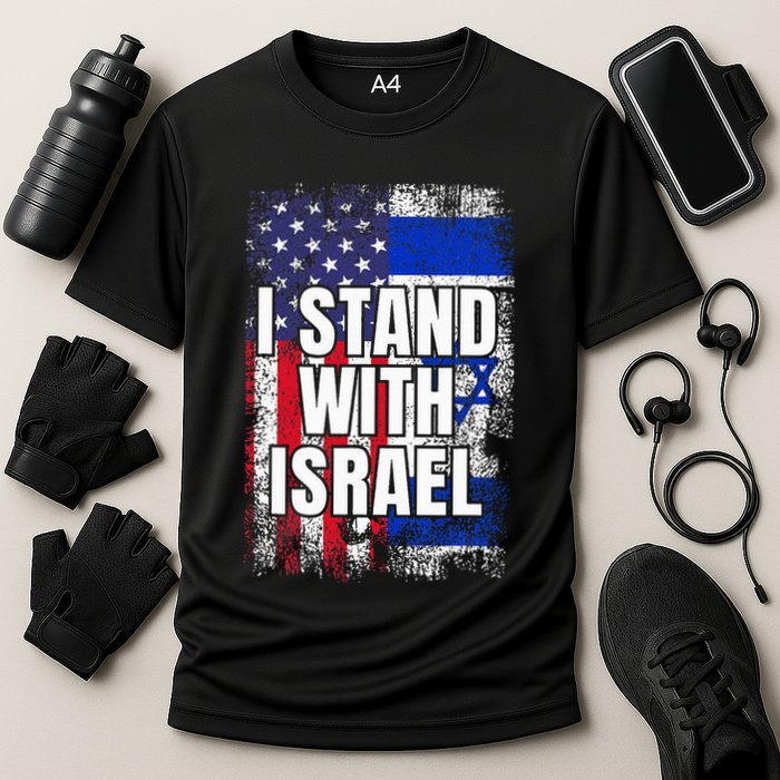 I Stand With Israel Usa Israeli Flag Cooling Performance Crew T-Shirt