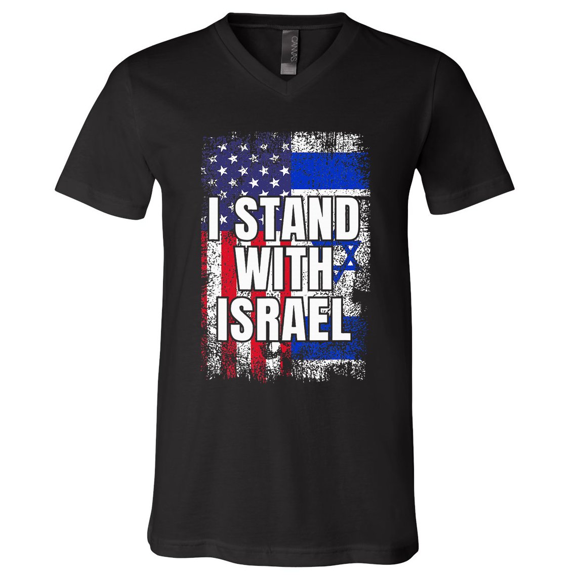 I Stand With Israel Usa Israeli Flag V-Neck T-Shirt