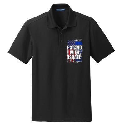 I Stand With Israel Usa Israeli Flag Dry Zone Grid Polo