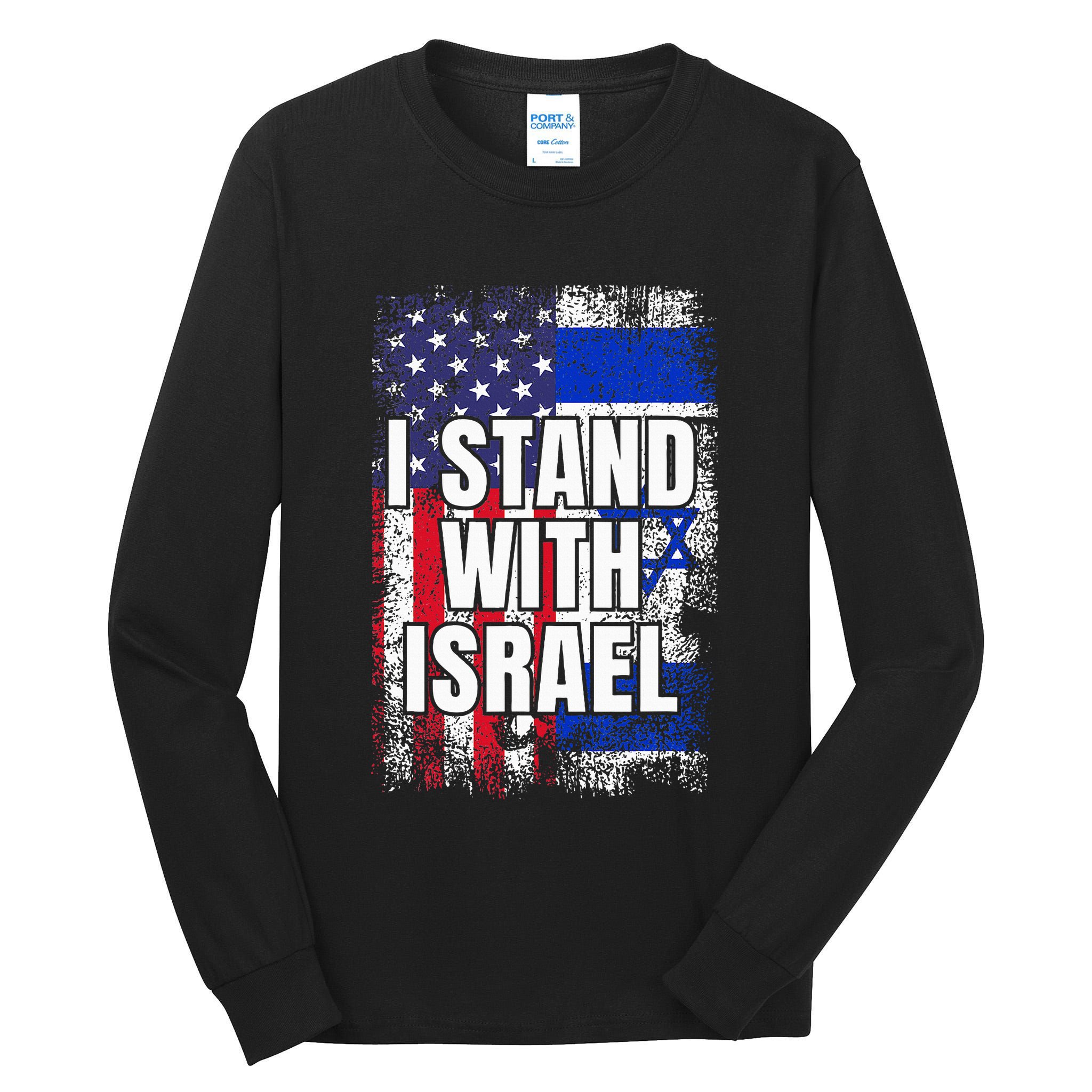 I Stand With Israel Usa Israeli Flag Tall Long Sleeve T-Shirt