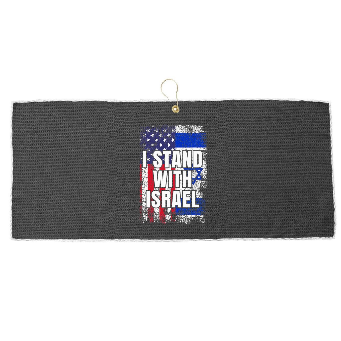 I Stand With Israel Usa Israeli Flag Large Microfiber Waffle Golf Towel