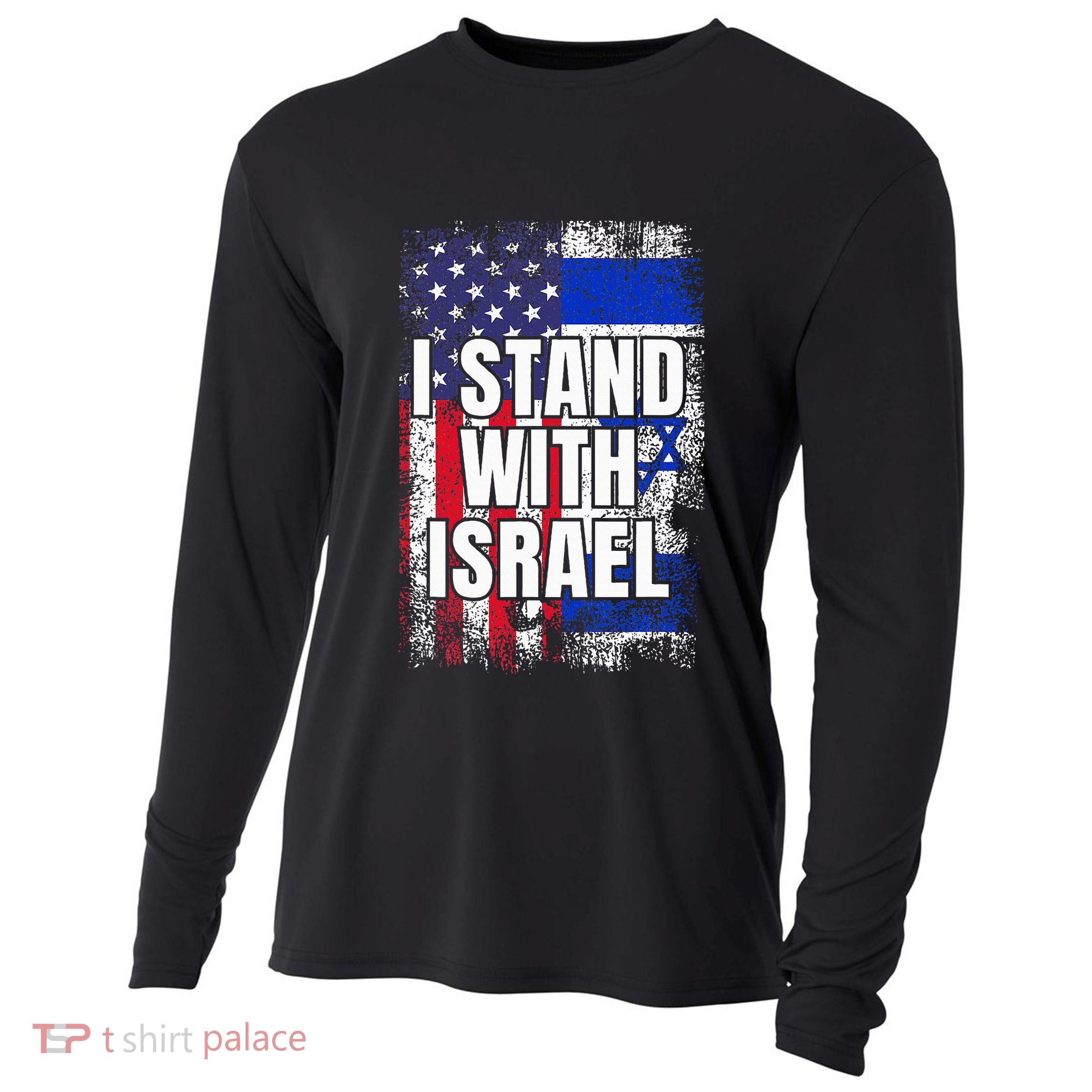 I Stand With Israel Usa Israeli Flag Cooling Performance Long Sleeve Crew