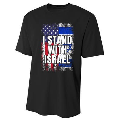 I Stand With Israel Usa Israeli Flag Performance Sprint T-Shirt