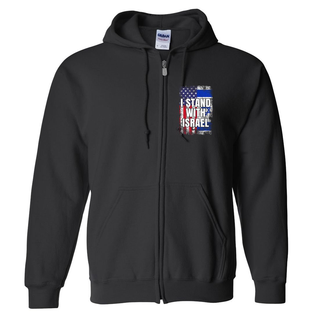 I Stand With Israel Usa Israeli Flag Full Zip Hoodie