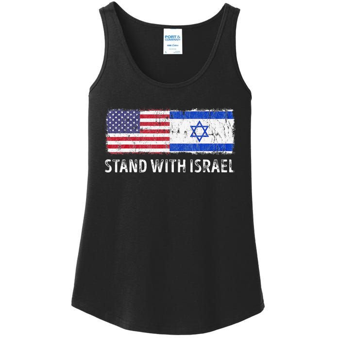 I Stand With Israel USA Israeli Flag Jewish Ladies Essential Tank