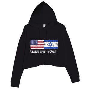 I Stand With Israel USA Israeli Flag Jewish Crop Fleece Hoodie