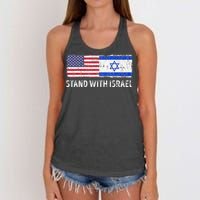 I Stand With Israel USA Israeli Flag Jewish Women's Knotted Racerback Tank