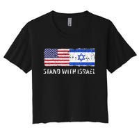 I Stand With Israel USA Israeli Flag Jewish Women's Crop Top Tee