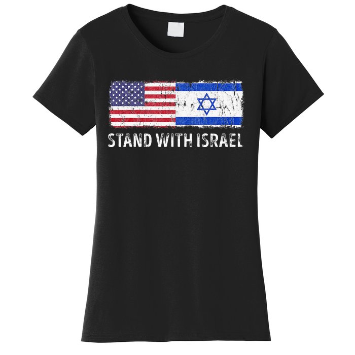 I Stand With Israel USA Israeli Flag Jewish Women's T-Shirt