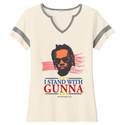 I Stand With G.U.N.N.A He Didn’T Tell On Me Ladies Halftime Notch Neck Tee