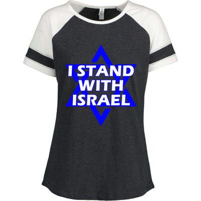 I Stand With Israel Star Of David Enza Ladies Jersey Colorblock Tee