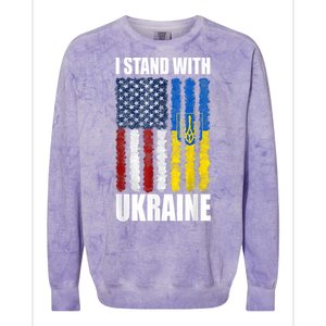 I Stand With Ukraine American Ukrainian Flag Cute Gift Colorblast Crewneck Sweatshirt