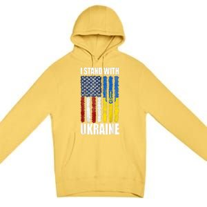 I Stand With Ukraine American Ukrainian Flag Cute Gift Premium Pullover Hoodie