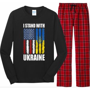 I Stand With Ukraine American Ukrainian Flag Cute Gift Long Sleeve Pajama Set